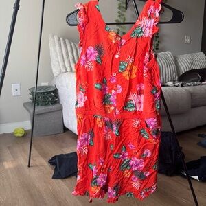 Orange floral romper